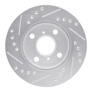 Toyota Echo Brake Rotor (1) - Front Right - R1 Concepts - Drilled & Slotted - Silver - `99-`05